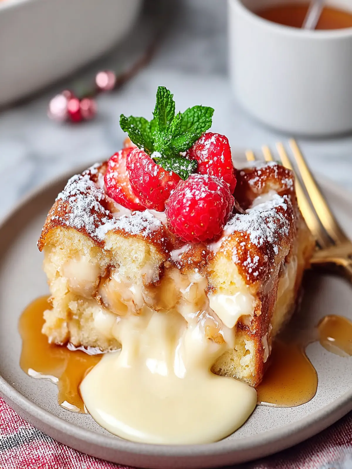 Indulge in Decadent Eggnog Bread Pudding Delight First Image