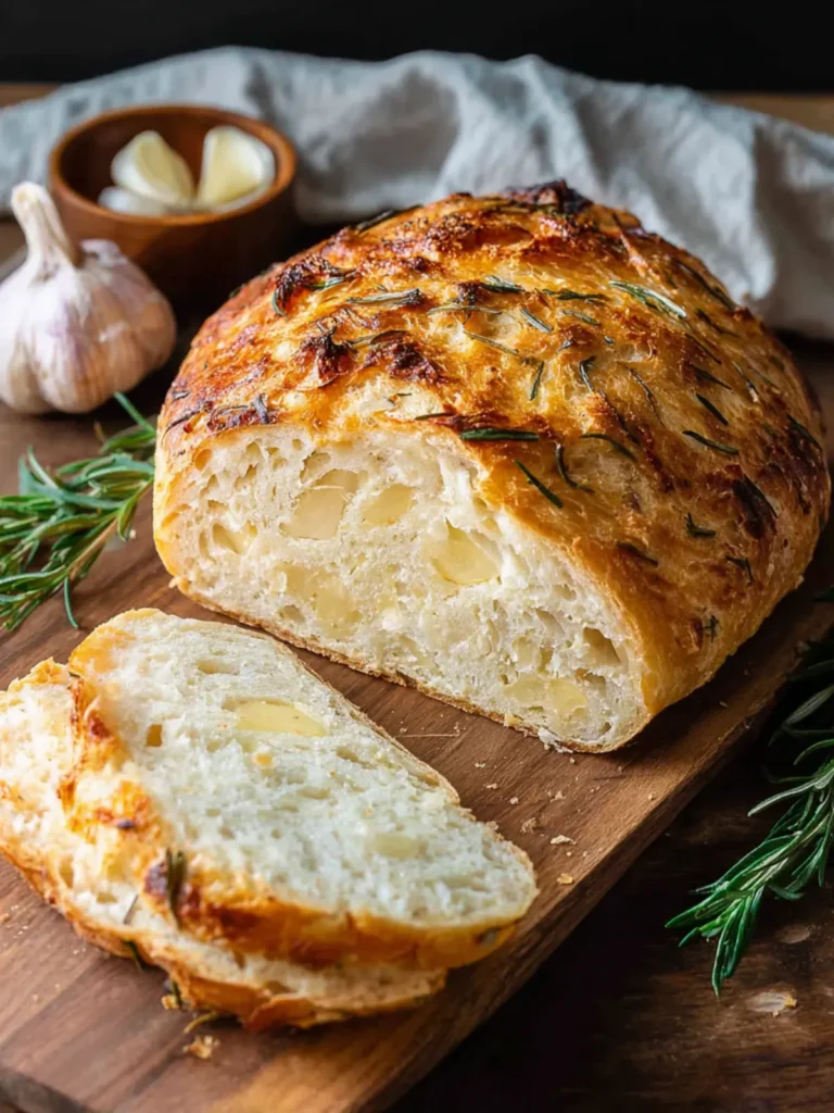 Irresistible No-Knead Roasted Garlic Rosemary Bread Recipe First Image