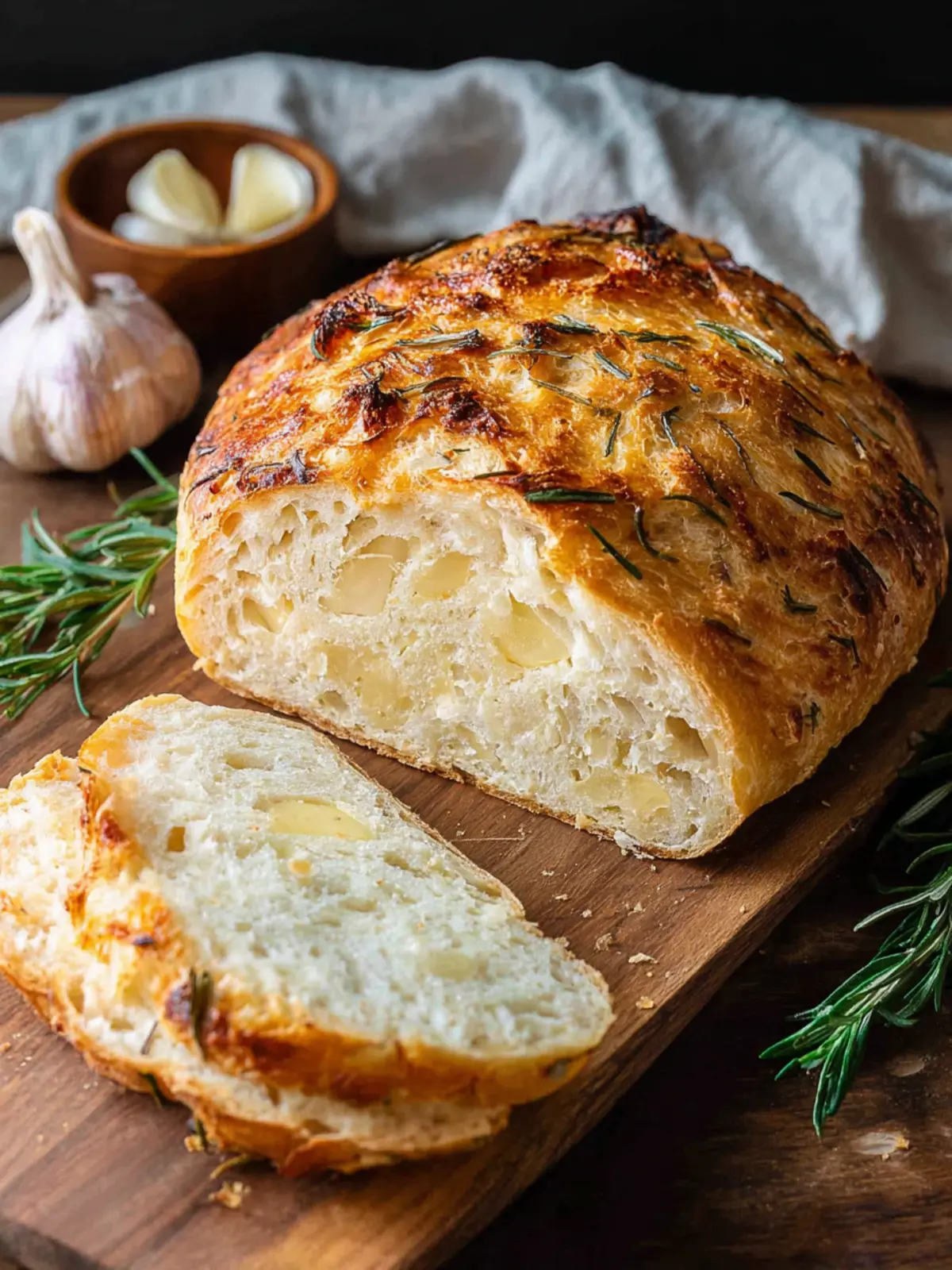 Irresistible No-Knead Roasted Garlic Rosemary Bread Recipe First Image