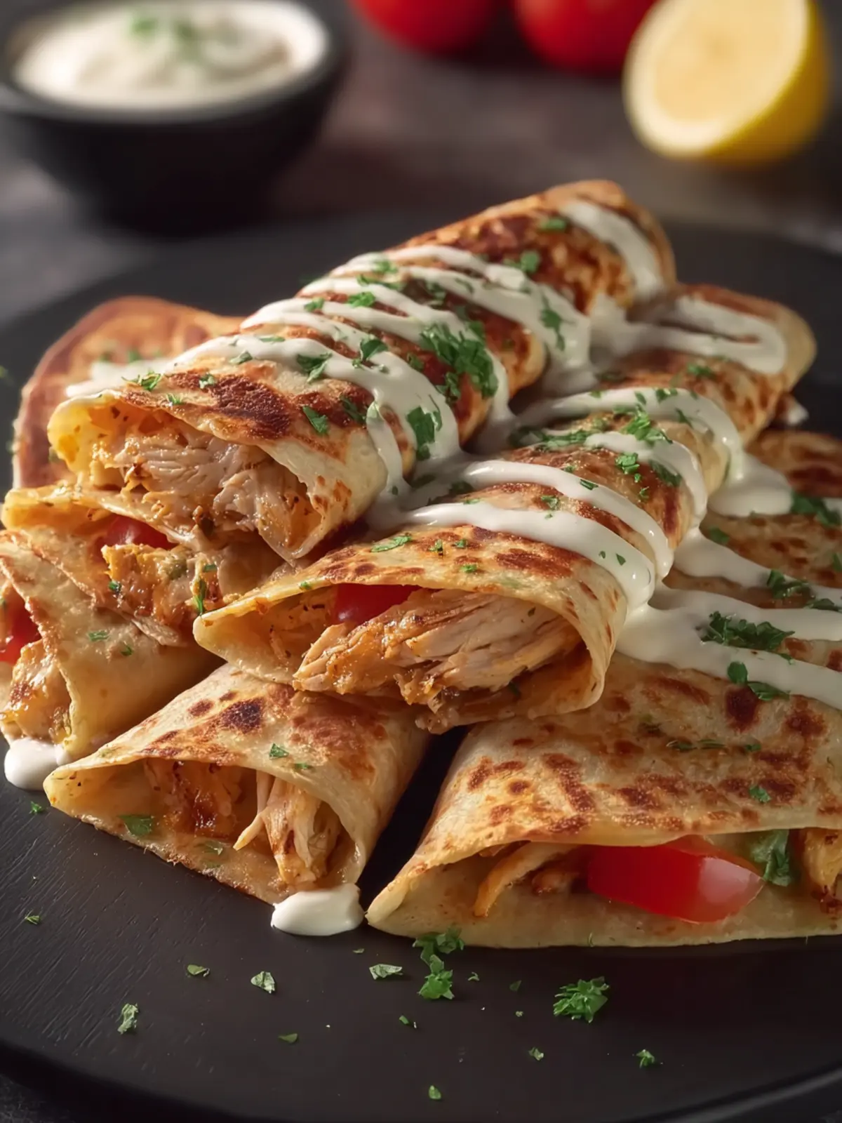 Chicken Crepes Shawarma with Creamy Shawarma Sauce First Image