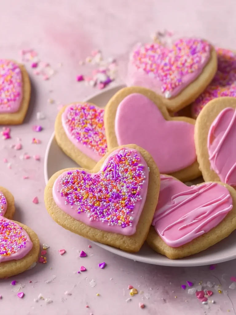 Heart-Shaped Sugar Cookies with Vanilla Glaze First Image