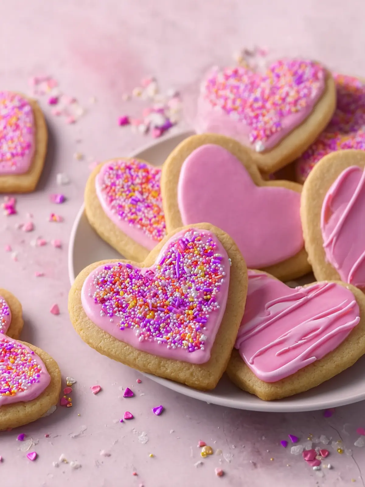Heart-Shaped Sugar Cookies with Vanilla Glaze First Image
