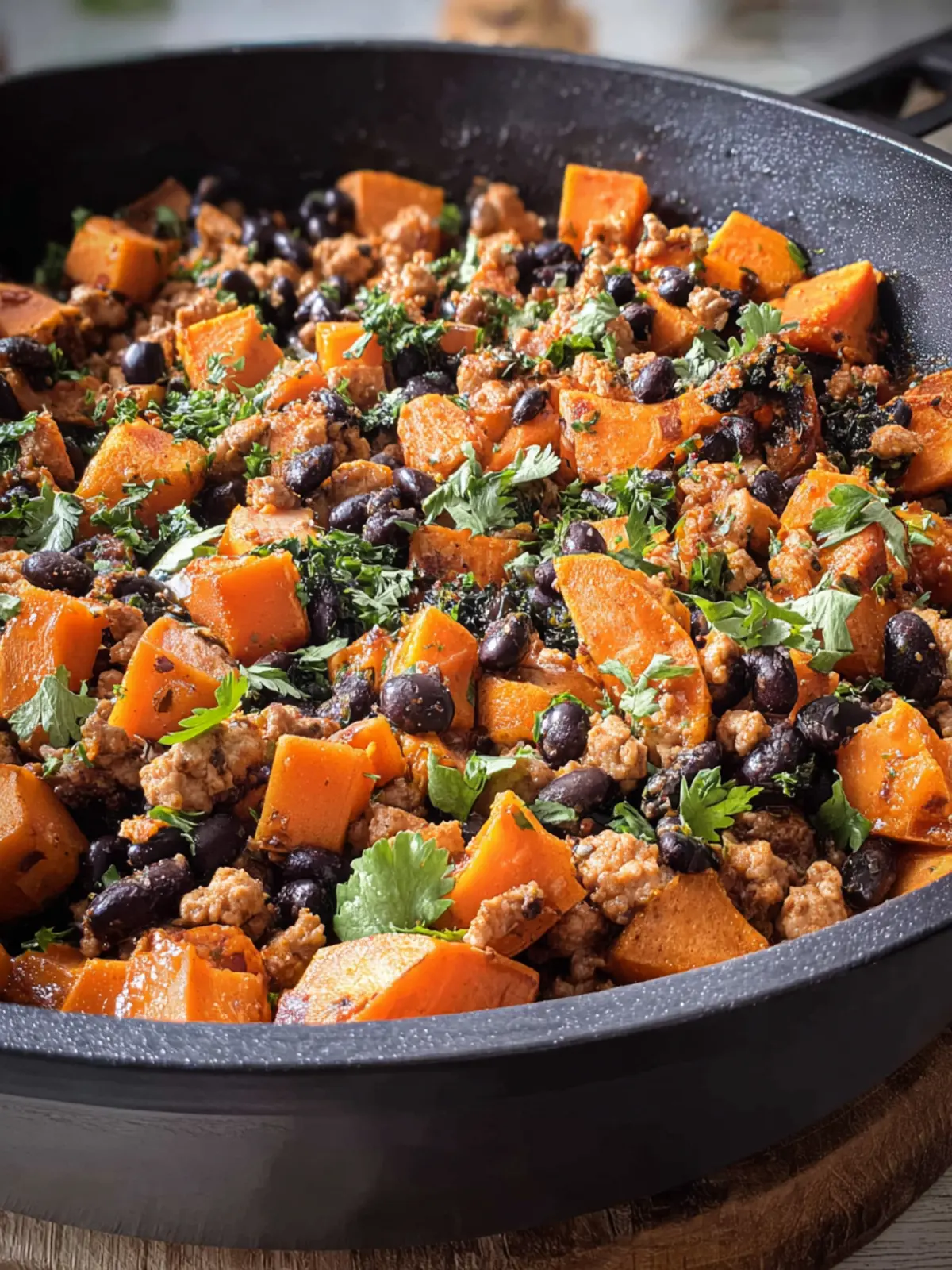 Sweet Potato Turkey Skillet with Black Beans, One Pan First Image