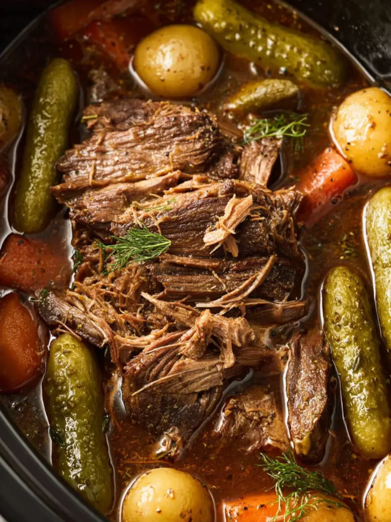 Slow Cooker Dill Pickle Pot Roast First Image